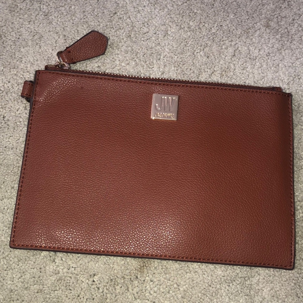 Jason Wu JW Zipper‎ Pouch Wallet Brown Leather